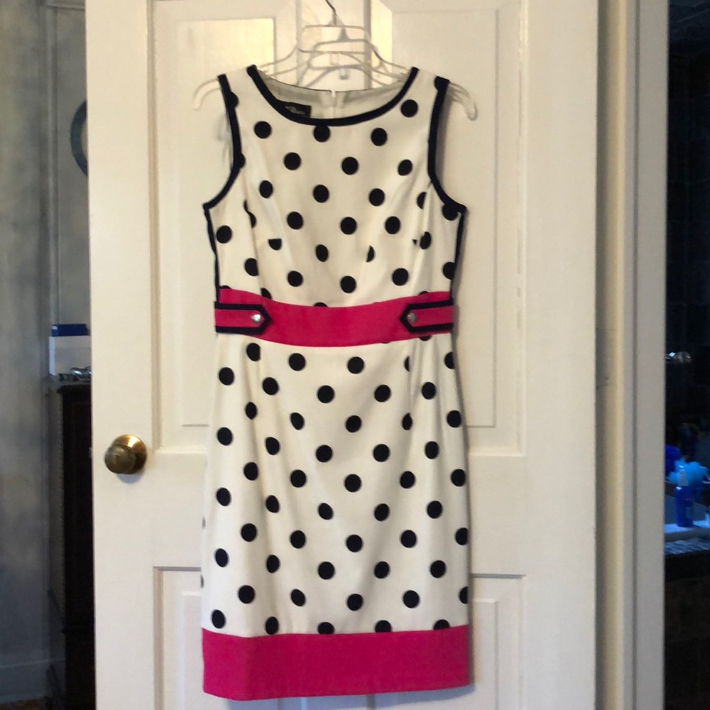AGB  Navy Polka Dot Dress